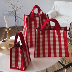 Women Japan Waterproof Canvas Plaid Totes Top-handle Bags Soft Mommy Travel Bag