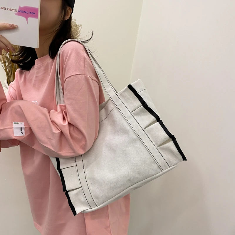 Women Japanese Canvas Shoulder Bag Lolita Lace Female All-match College Student
