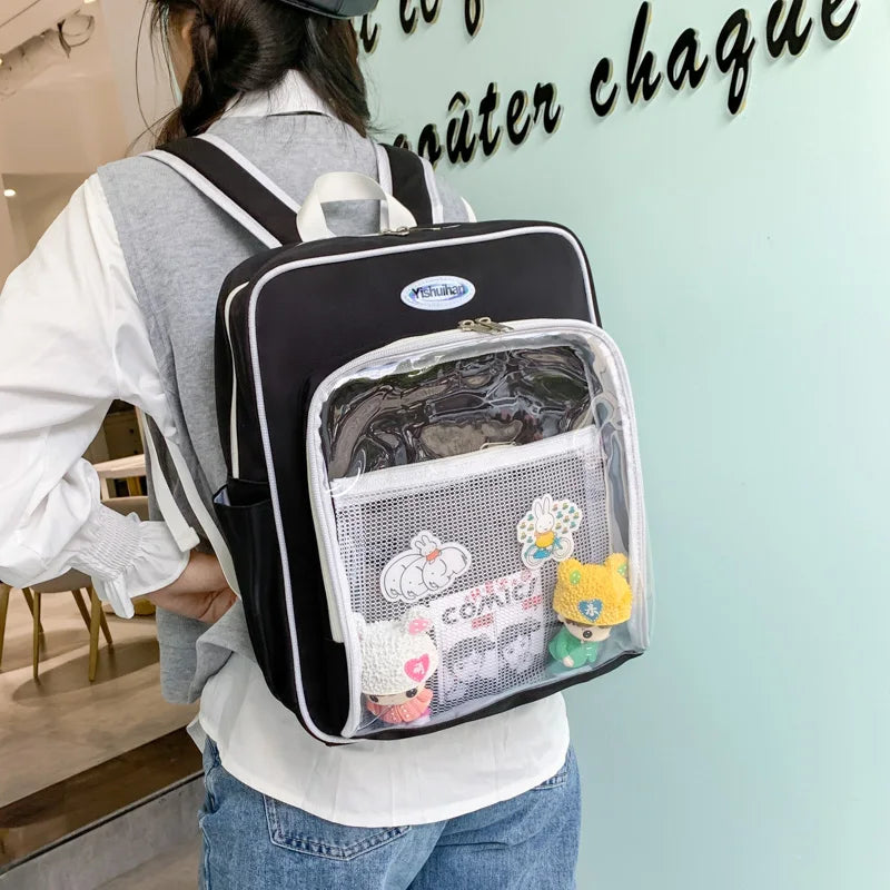 Women Japanese Transparent Ita Bag College Style Student School Backpack
