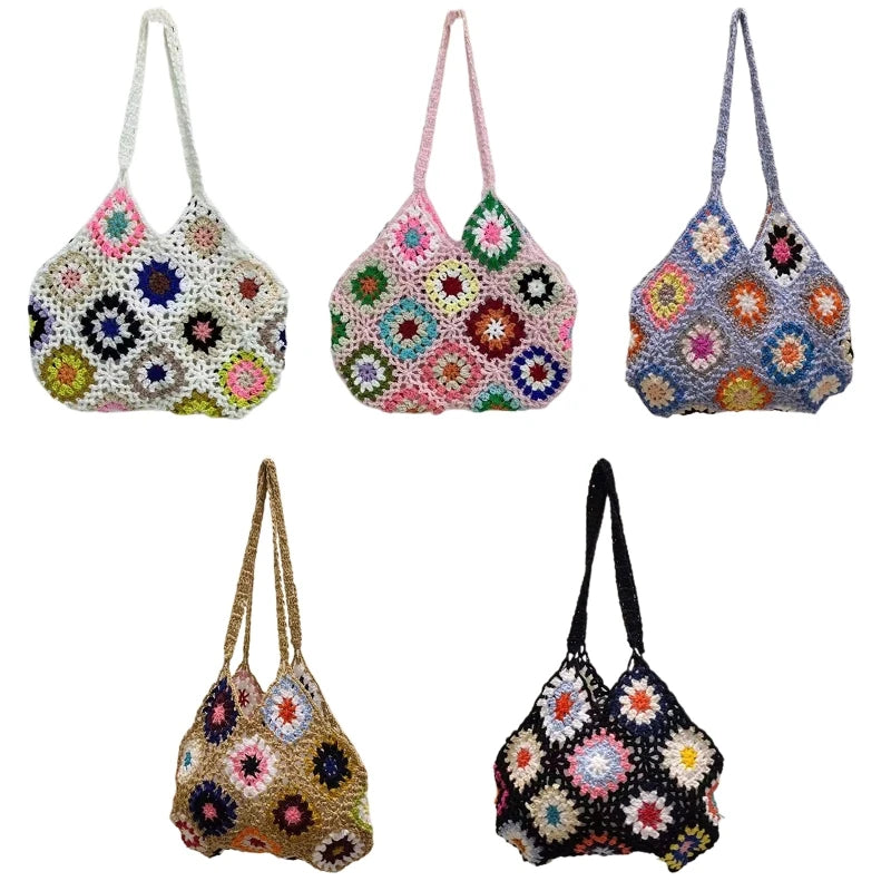 Women Knitted Retro Handbag Bohemia Style Shoulder Bag