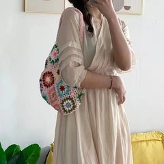 Women Knitted Retro Handbag Bohemia Style Shoulder Bag