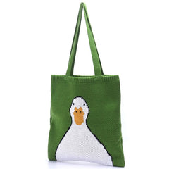 Duck Cartoon Knitting Shoulder Bag for Women