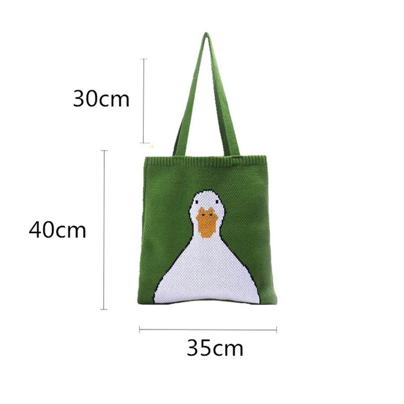 Duck Cartoon Knitting Shoulder Bag for Women