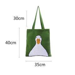 Duck Cartoon Knitting Shoulder Bag for Women