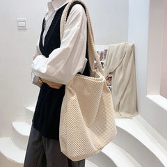 Women Knitting Shoulder Bag Lady Winter Crochet Large Handbag