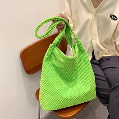 Women Knitting Shoulder Bag Lady Winter Crochet Large Handbag