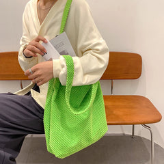 Women Knitting Shoulder Bag Lady Winter Crochet Large Handbag