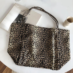 Women Leopard Canvas Handbag Large Capacity Shoulder Bag