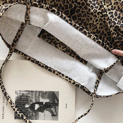 Women Leopard Canvas Handbag Large Capacity Shoulder Bag