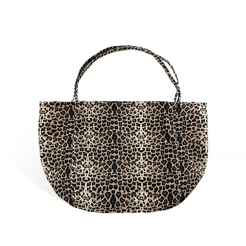 Women Leopard Canvas Handbag Large Capacity Shoulder Bag