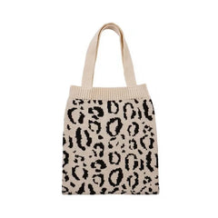 Women Japanese Knitted Fashion Leopard Shoulder Bag