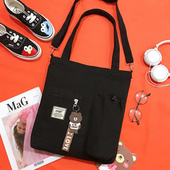 Women Student School Crossbody Book Canvas Bag