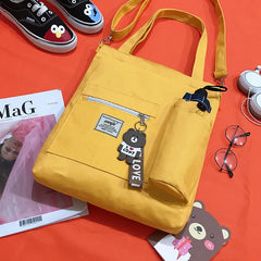 Women Student School Crossbody Book Canvas Bag