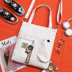 Women Student School Crossbody Book Canvas Bag