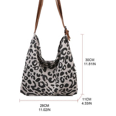 Leopard Canvas Shoulder Bag Tote Purse Handbag Large Capacity Satchel