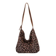 Leopard Canvas Shoulder Bag Tote Purse Handbag Large Capacity Satchel