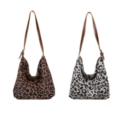Leopard Canvas Shoulder Bag Tote Purse Handbag Large Capacity Satchel