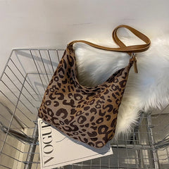 Leopard Canvas Shoulder Bag Tote Purse Handbag Large Capacity Satchel