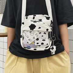 Cow Print Shoulder Bag Purse Messenger Satchel Tote Canvas Crossbody Tote