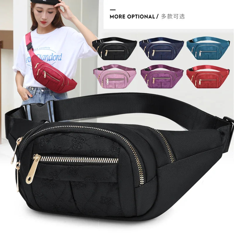 Women Casual Nylon Waist Bags for Travelling Shopping