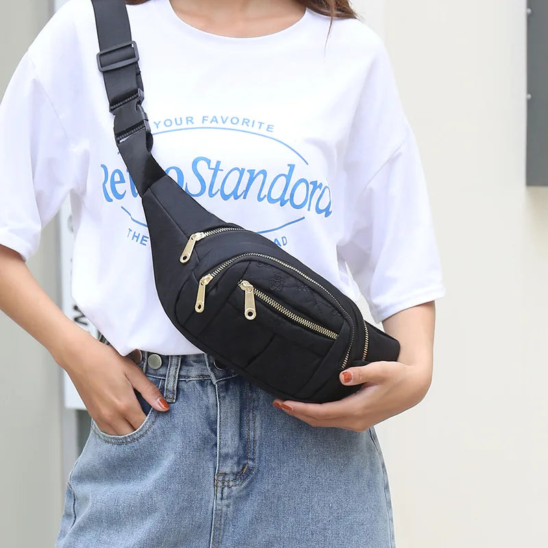 Women Casual Nylon Waist Bags for Travelling Shopping
