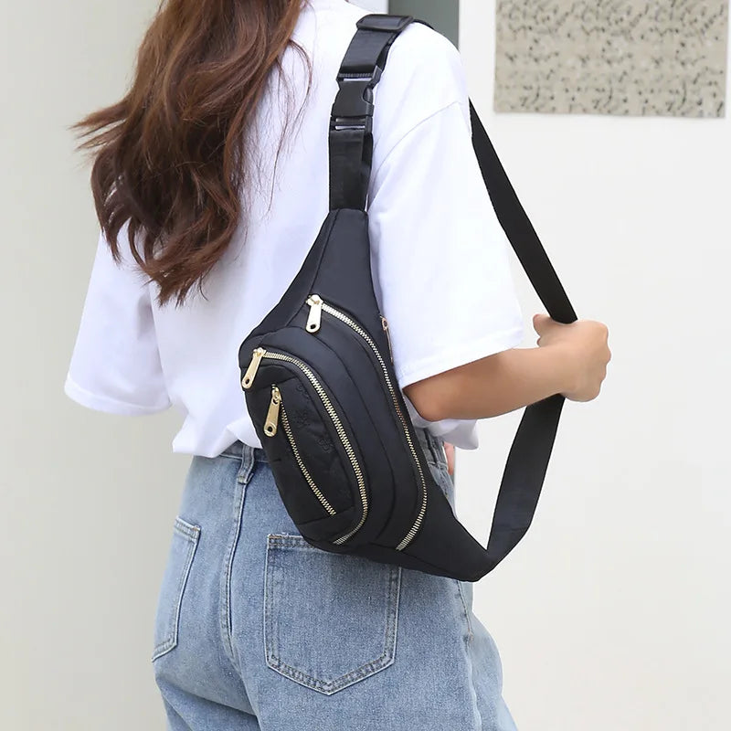 Women Casual Nylon Waist Bags for Travelling Shopping