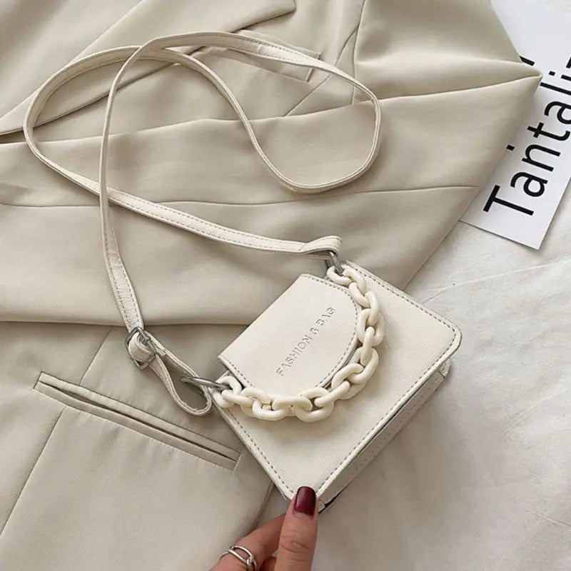 Women Crossbody PU Shoulder Bag Acrylic Chain Tote Purse Handbag