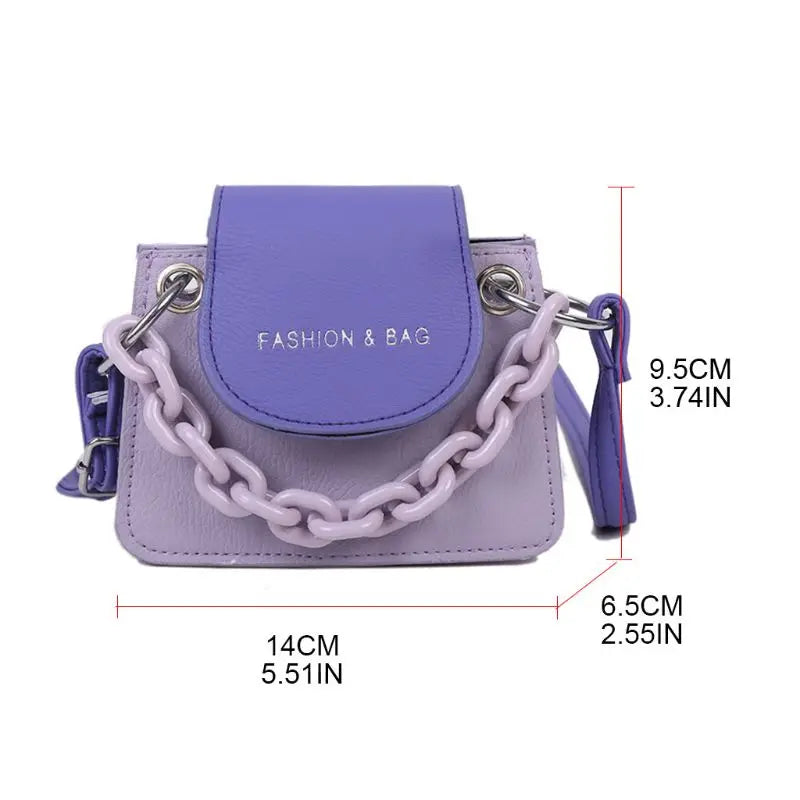 Women Crossbody PU Shoulder Bag Acrylic Chain Tote Purse Handbag