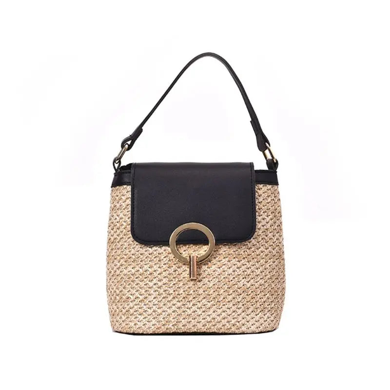 Women Straw Bucket Shoulder Bag Tote Purse Handbag Messenger Satchel
