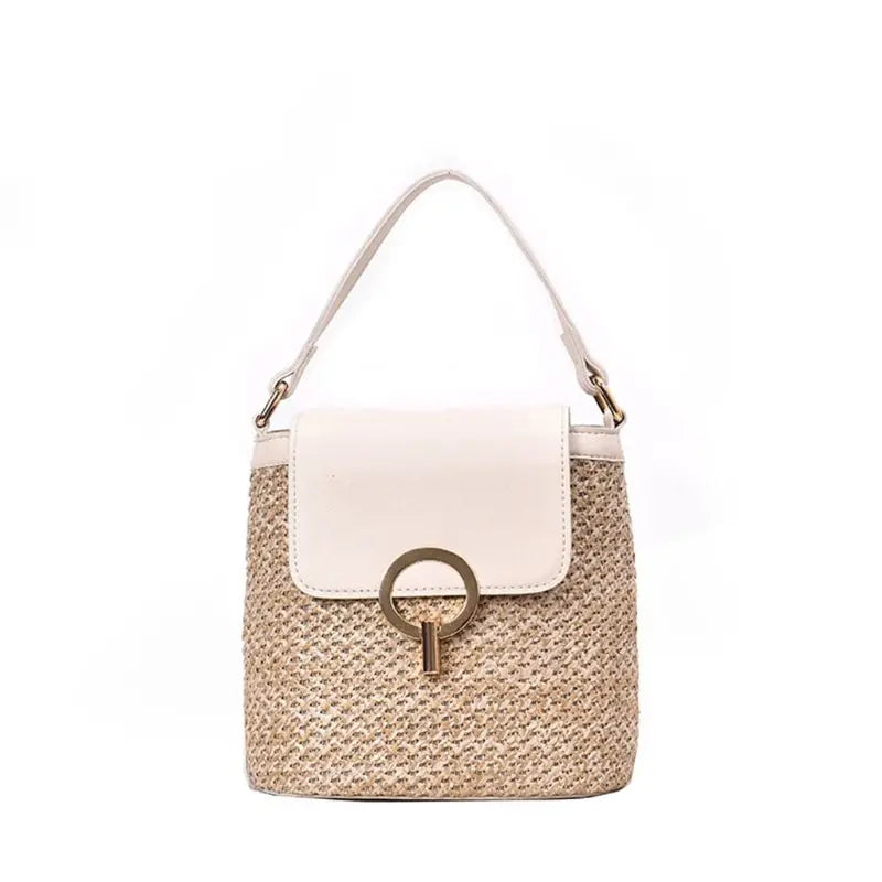Women Straw Bucket Shoulder Bag Tote Purse Handbag Messenger Satchel