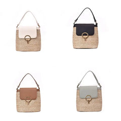 Women Straw Bucket Shoulder Bag Tote Purse Handbag Messenger Satchel