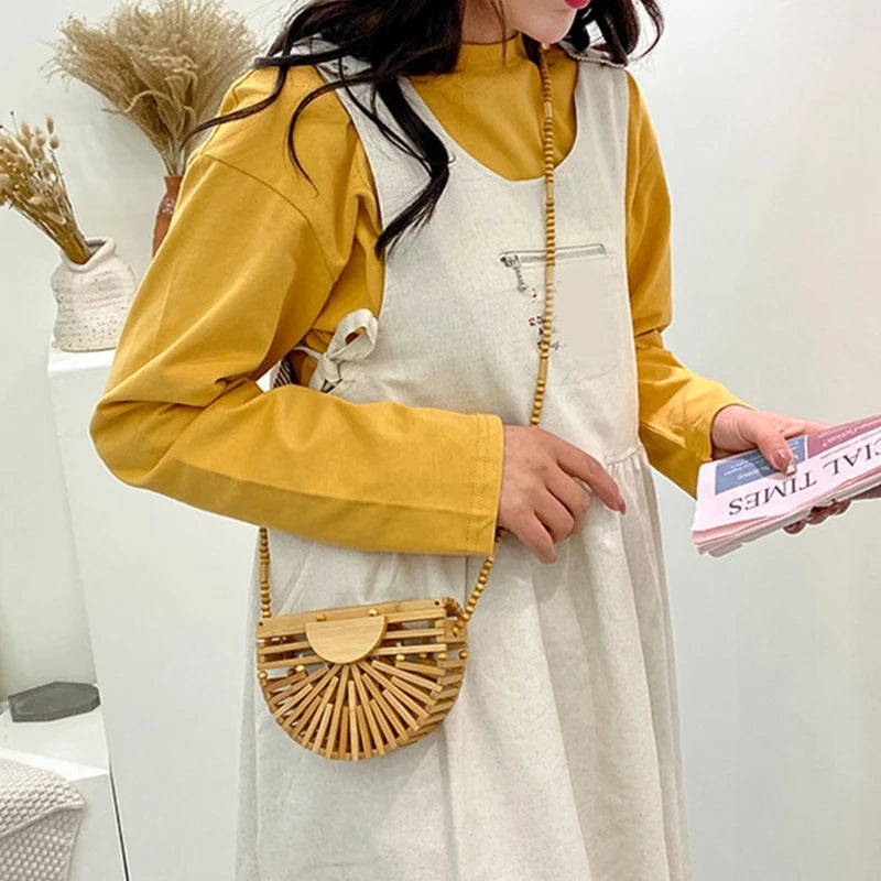 Women Crossbody Bamboo Woven Bohemia Shoulder Bag
