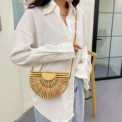 Women Crossbody Bamboo Woven Bohemia Shoulder Bag