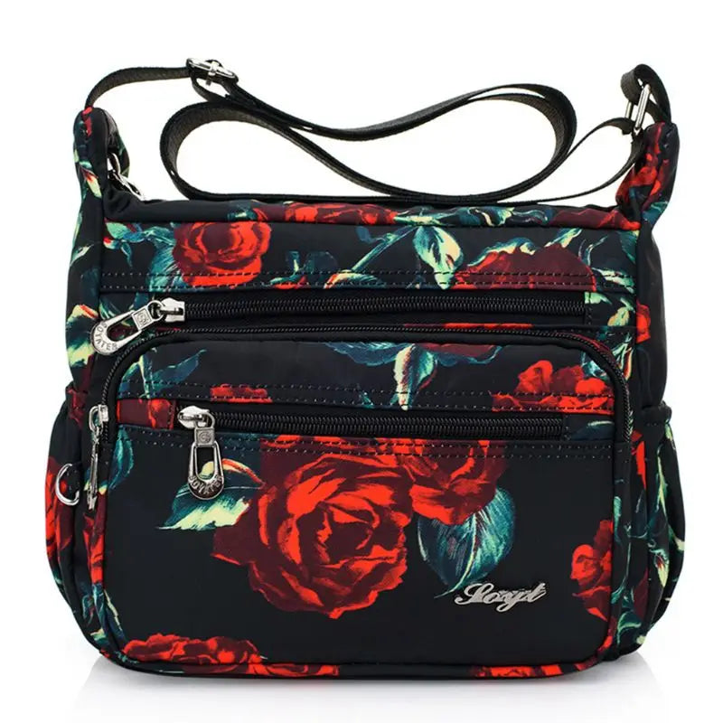 Women Floral Crossbody Nylon Shoulder Bag Tote Purse Messenger Satchel