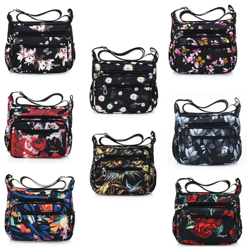 Women Floral Crossbody Nylon Shoulder Bag Tote Purse Messenger Satchel