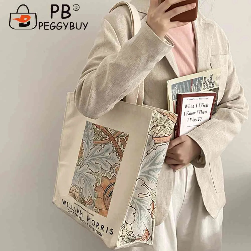 Women Foldable Handbag Van Gogh Painting Grocery Shopper Storage Bag Zipper