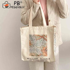 Women Foldable Handbag Van Gogh Painting Grocery Shopper Storage Bag Zipper