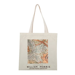 Women Foldable Canvas Van Gogh Painting Grocery Shopper Bag Zipper Vintage