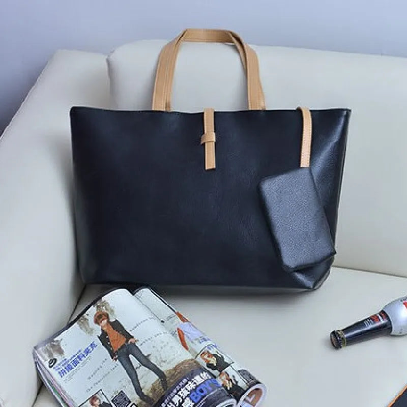 Women Leather Block Handbag Casual Party Wallet Purse Shoulder Tote Bag