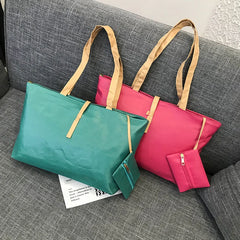 Women Leather Block Handbag Casual Party Wallet Purse Shoulder Tote Bag