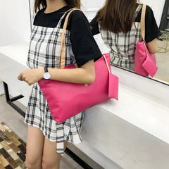 Women Leather Block Handbag Casual Party Wallet Purse Shoulder Tote Bag