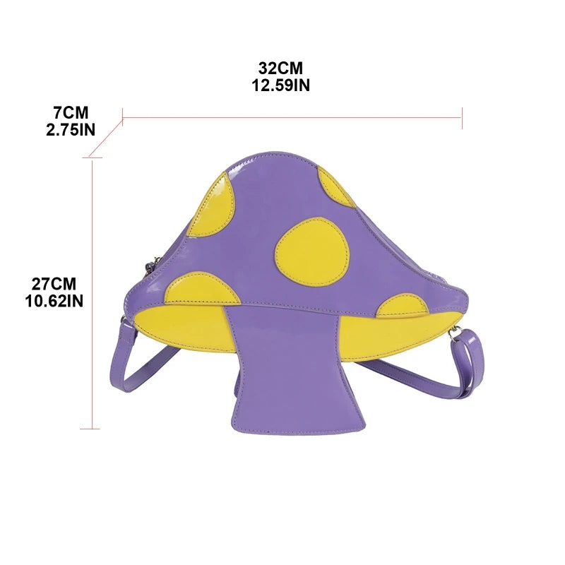 Women Mushroom Shape Crossbody Shoulder Bag PU Leather Tote Purse Handbag