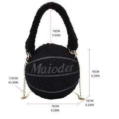 Plush Basketball Crossbody Shoulder Bag Tote Handbag Messenger Satchel