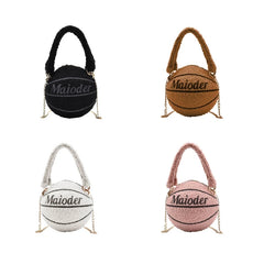 Plush Basketball Crossbody Shoulder Bag Tote Handbag Messenger Satchel