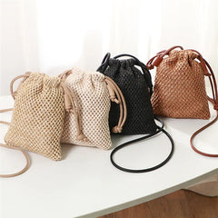 Women Straw Bag Rattan Tote Handbag Woven Beach Shoulder Bags Drawstring