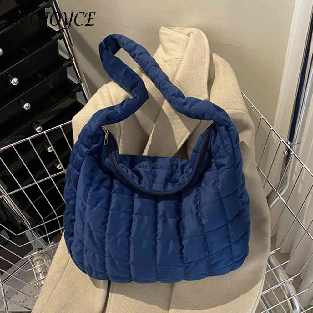 Women Underarm Bags Quilted Plaid Totes Large Capacity Solid Casual