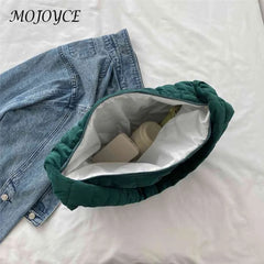 Women Underarm Bags Quilted Plaid Totes Large Capacity Solid Casual