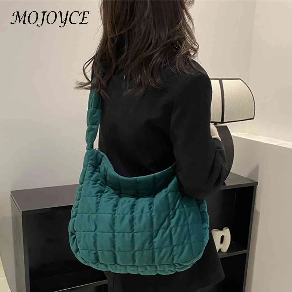 Women Underarm Bags Quilted Plaid Totes Large Capacity Solid Casual
