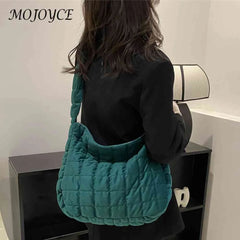 Women Underarm Bags Quilted Plaid Totes Large Capacity Solid Casual