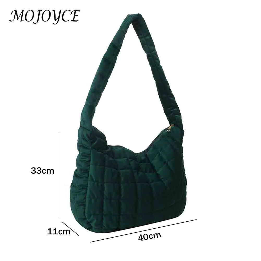 Women Underarm Bags Quilted Plaid Totes Large Capacity Solid Casual